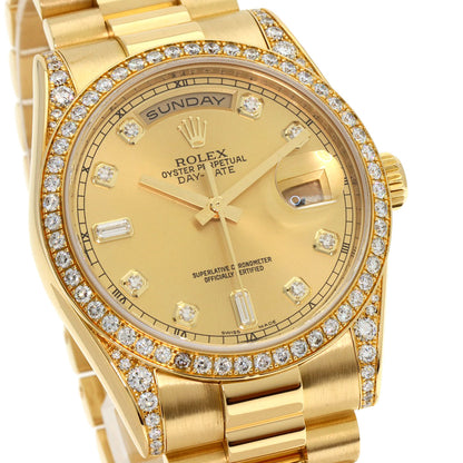 ROLEX ロレックス 118388A デイデイト 10P ダイヤモンド 腕時計 K18YG メンズ 中古
