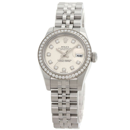 ROLEX ロレックス 179384G デイトジャスト 10P ダイヤモンド 腕時計 SS レディース 中古