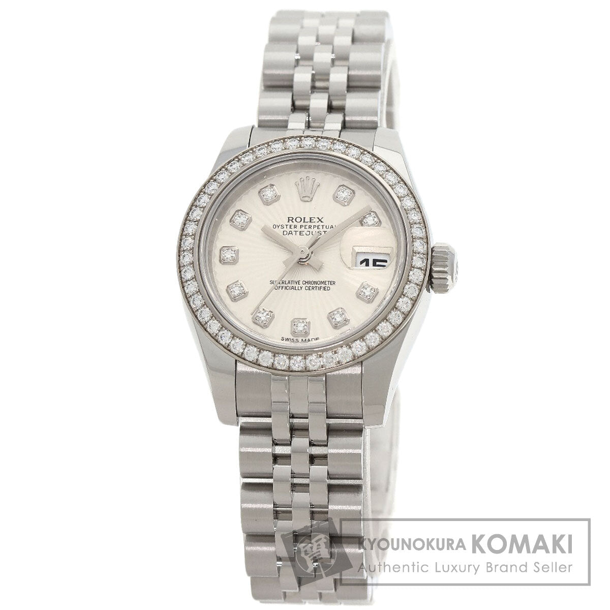 ROLEX ロレックス 179384G デイトジャスト 10P ダイヤモンド 腕時計 SS レディース 中古