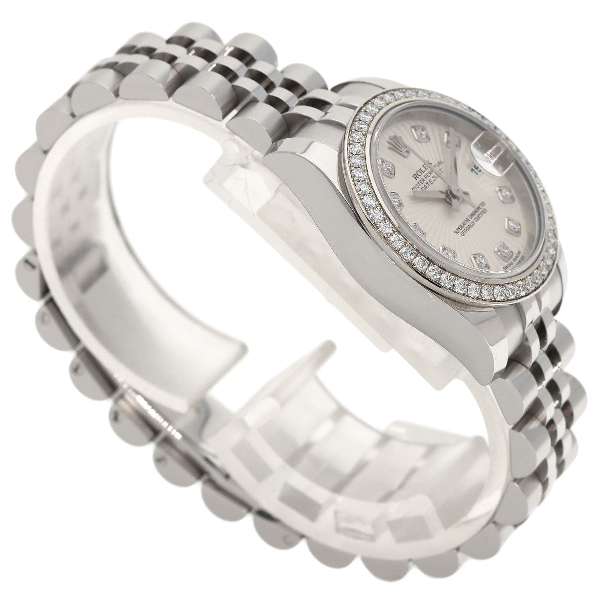 ROLEX ロレックス 179384G デイトジャスト 10P ダイヤモンド 腕時計 SS レディース 中古