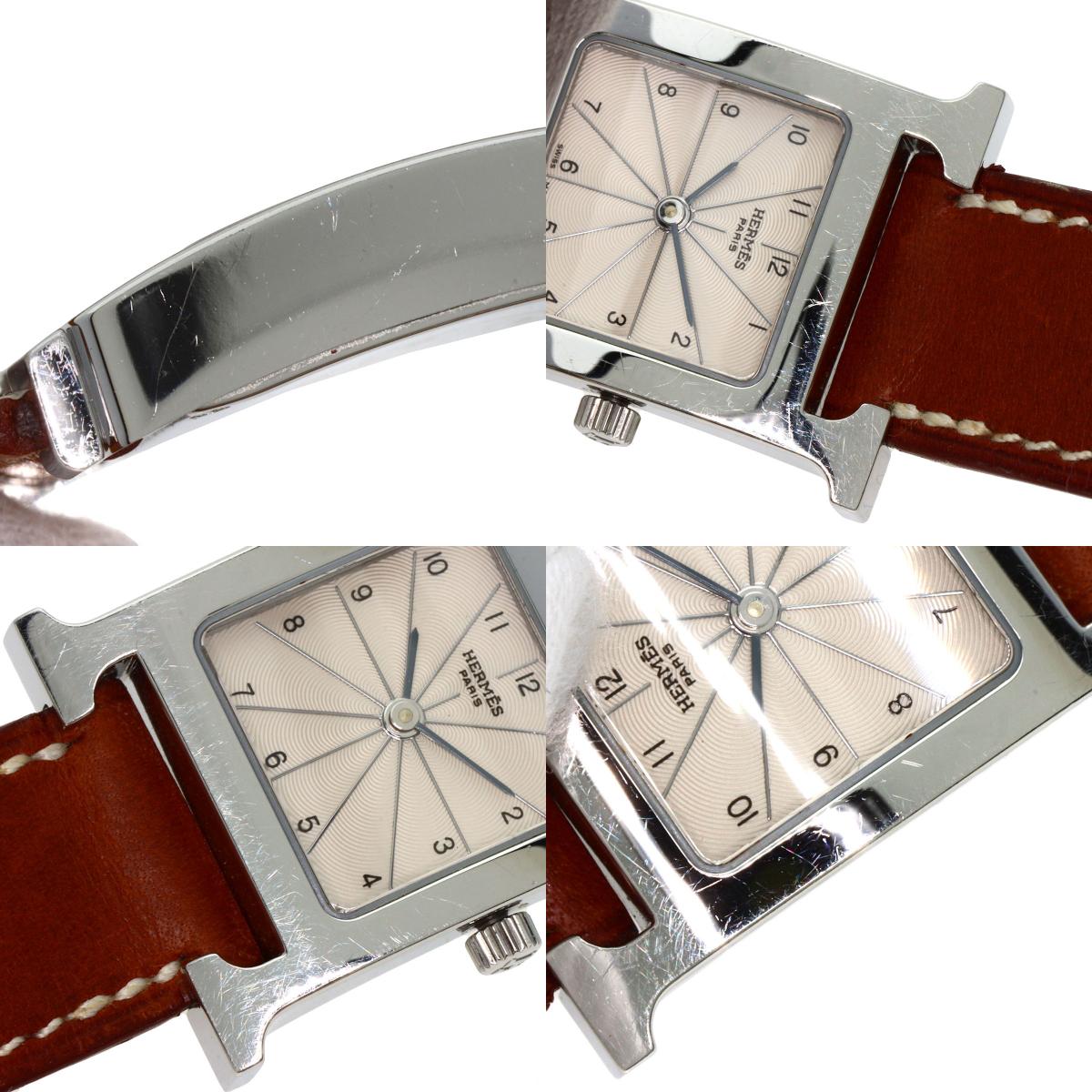 HERMES エルメス HH1.210 Hウォッチ ドゥブルトゥール 腕時計 SS レディース 中古