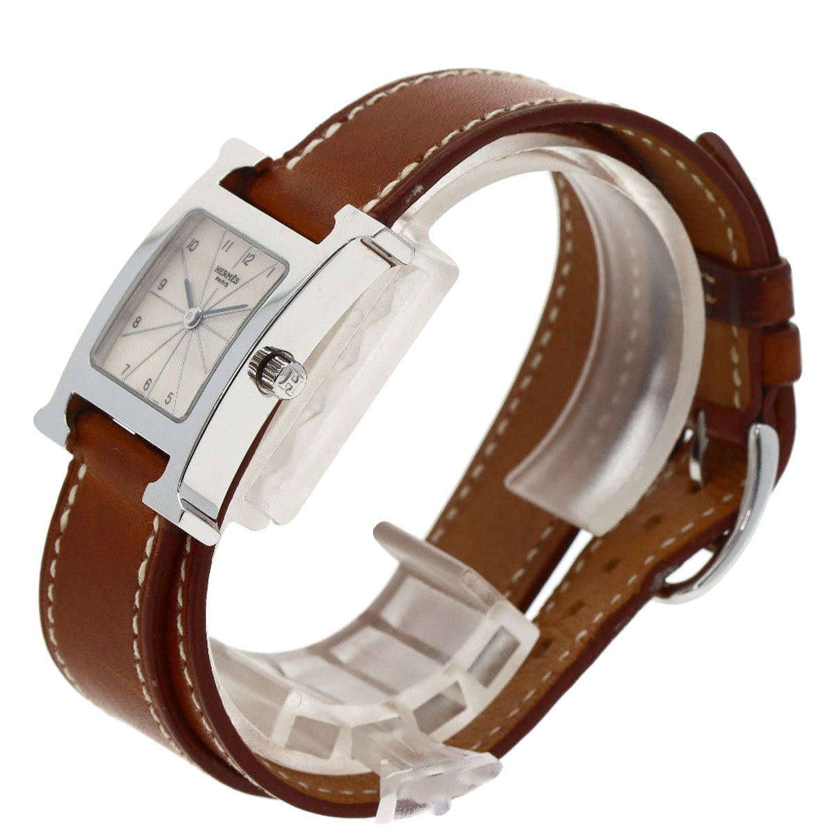 HERMES エルメス HH1.210 Hウォッチ ドゥブルトゥール 腕時計 SS レディース 中古