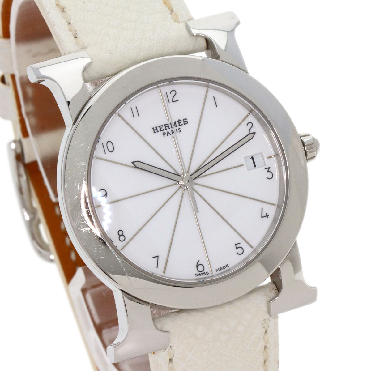 HERMES エルメス HR1.510 Hウォッチ ロンド 腕時計 SS レディース 中古