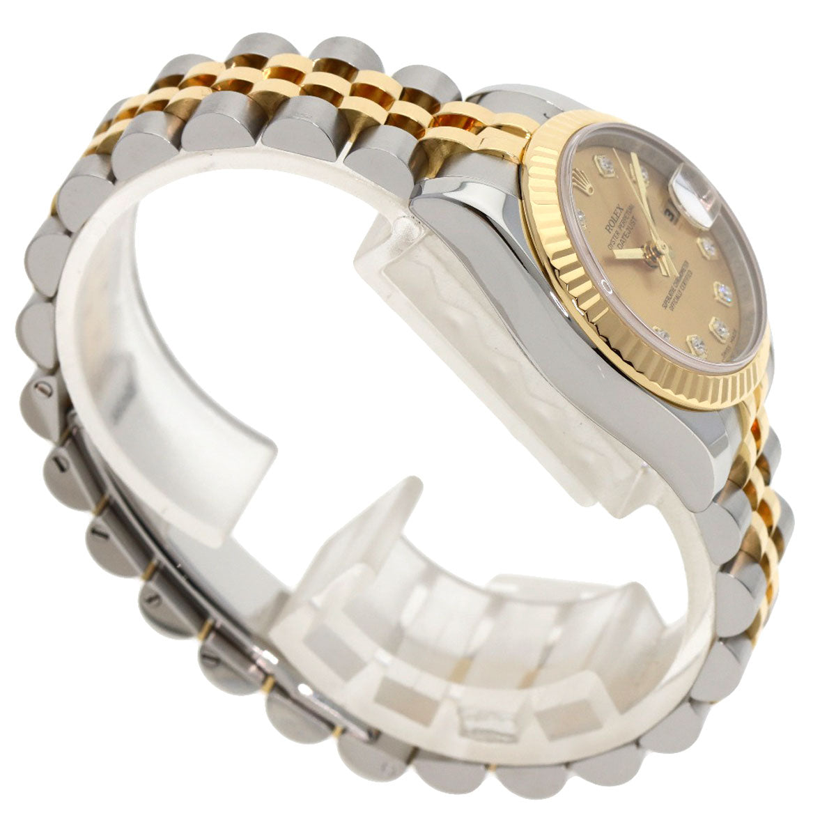 ROLEX ロレックス 179173G デイトジャスト 10P ダイヤモンド 腕時計 SS レディース 中古