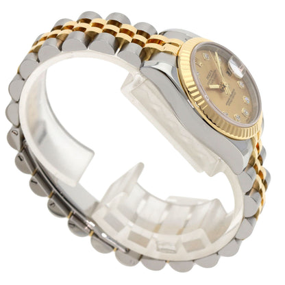 ROLEX ロレックス 179173G デイトジャスト 10P ダイヤモンド 腕時計 SS レディース 中古