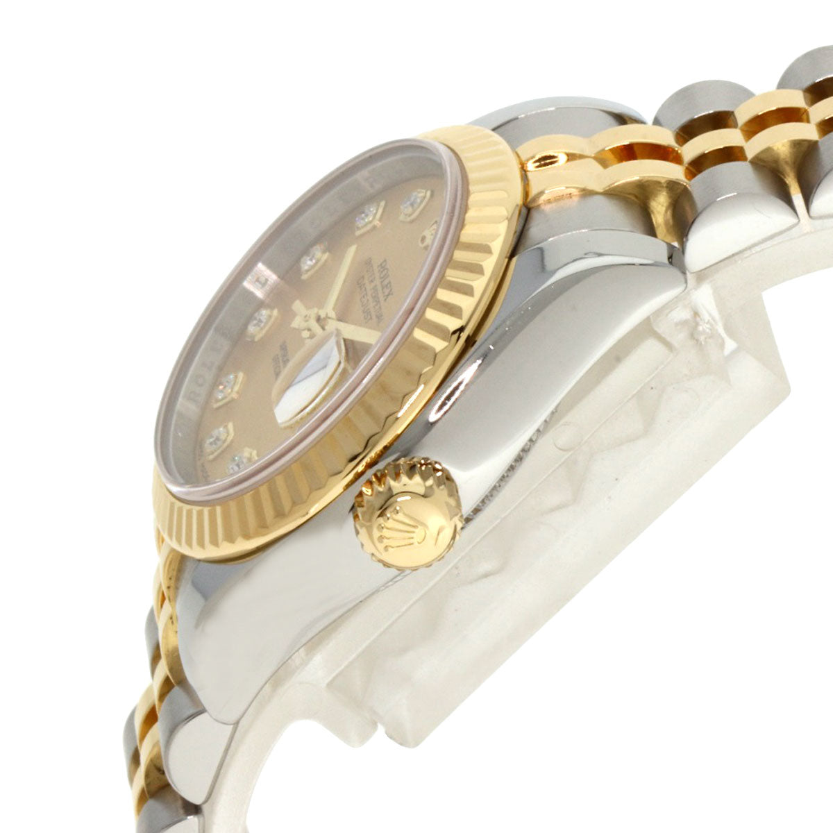 ROLEX ロレックス 179173G デイトジャスト 10P ダイヤモンド 腕時計 SS レディース 中古
