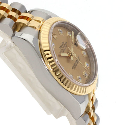 ROLEX ロレックス 179173G デイトジャスト 10P ダイヤモンド 腕時計 SS レディース 中古