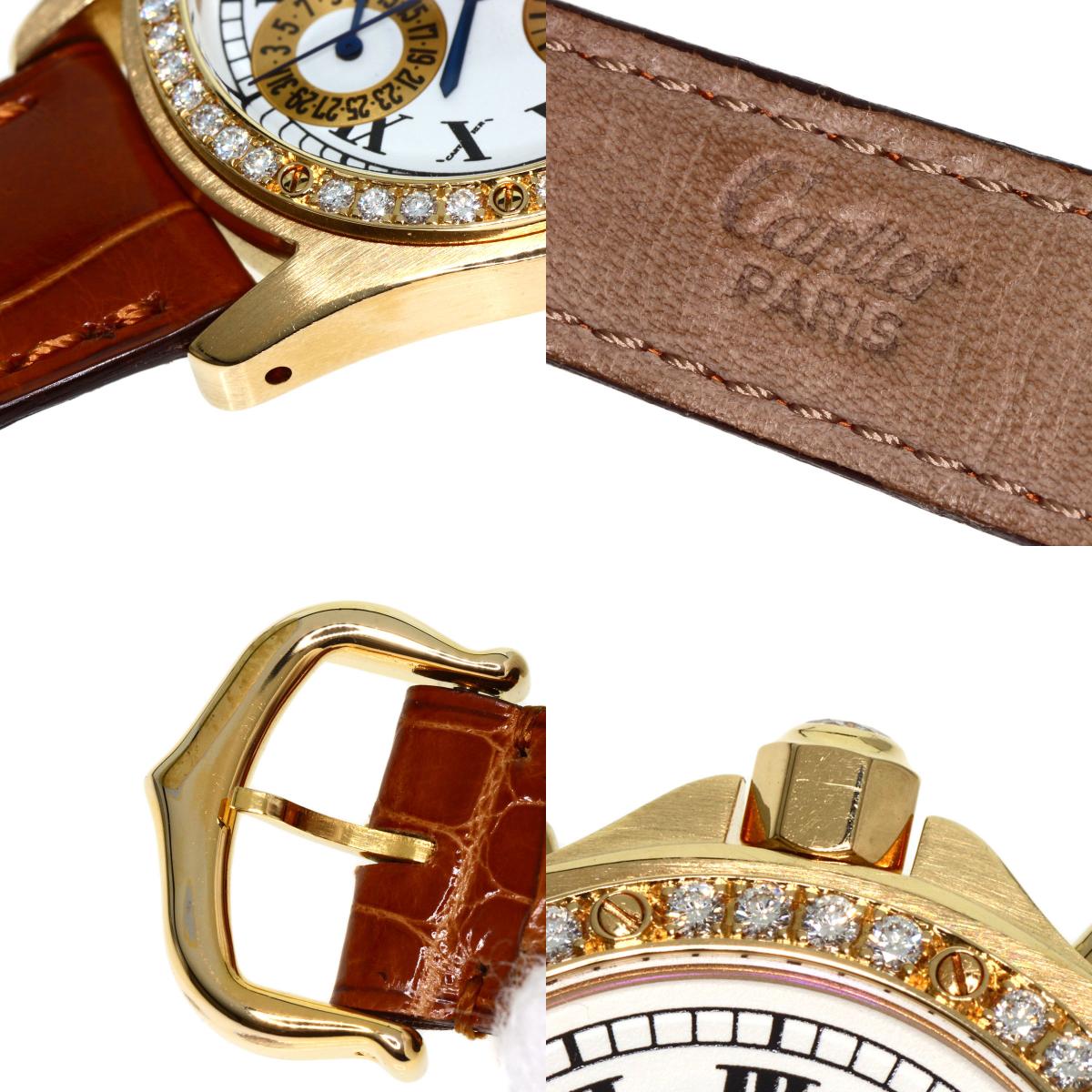 CARTIER カルティエ サントス ラウンド クロノリフレックス 腕時計 K18YG レディース 中古