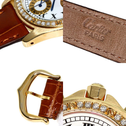 CARTIER カルティエ サントス ラウンド クロノリフレックス 腕時計 K18YG レディース 中古