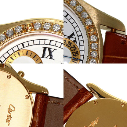 CARTIER カルティエ サントス ラウンド クロノリフレックス 腕時計 K18YG レディース 中古