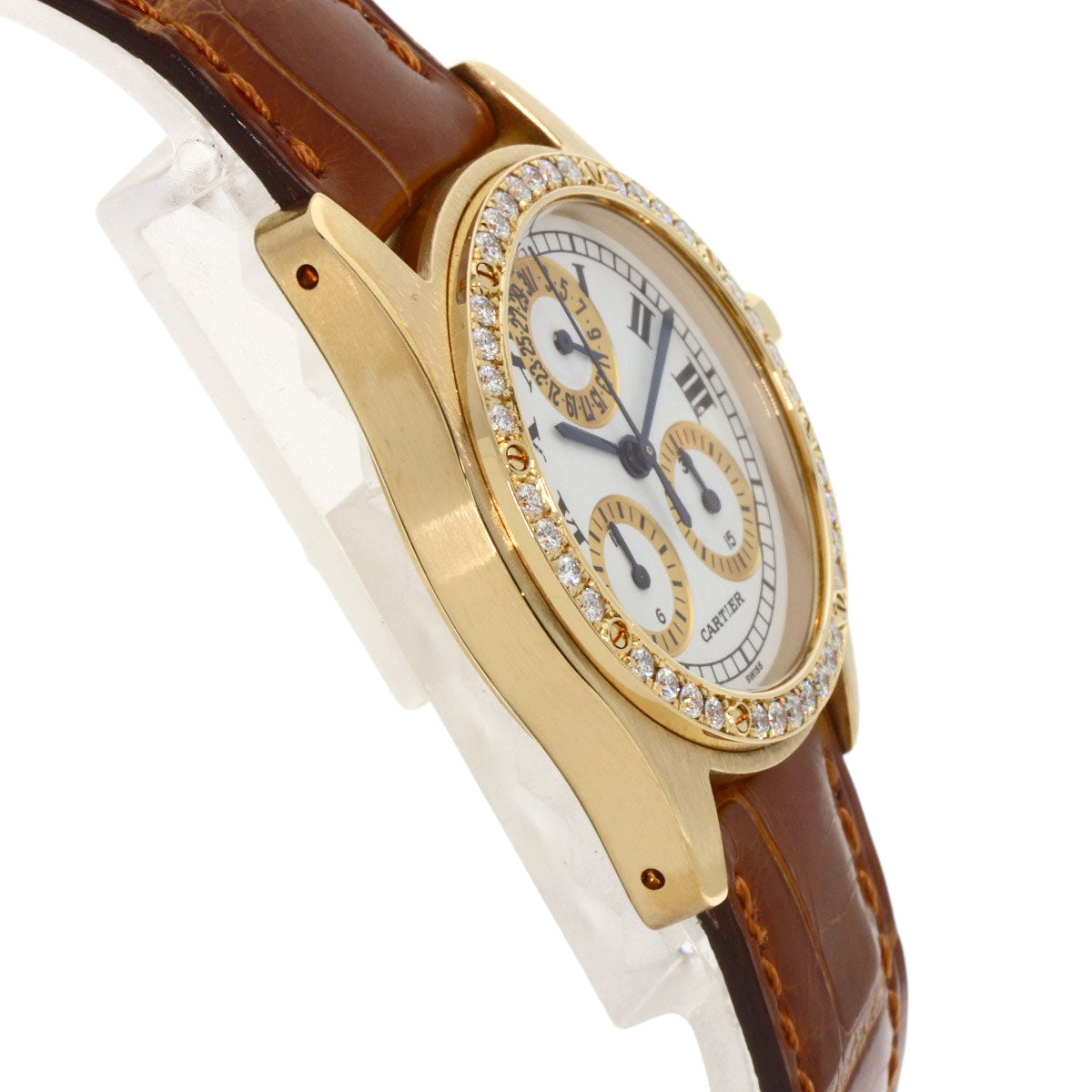 CARTIER カルティエ サントス ラウンド クロノリフレックス 腕時計 K18YG レディース 中古
