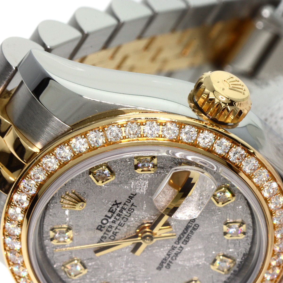 ROLEX ロレックス 179383G デイトジャスト10P ベゼル ダイヤモンド メテオライト 腕時計 K18YG レディース 中古