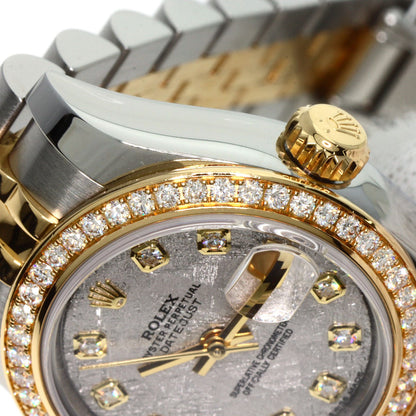 ROLEX ロレックス 179383G デイトジャスト10P ベゼル ダイヤモンド メテオライト 腕時計 K18YG レディース 中古