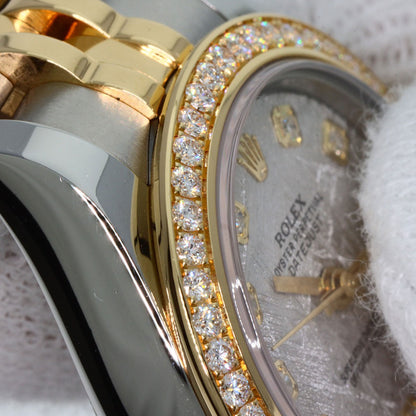 ROLEX ロレックス 179383G デイトジャスト10P ベゼル ダイヤモンド メテオライト 腕時計 K18YG レディース 中古