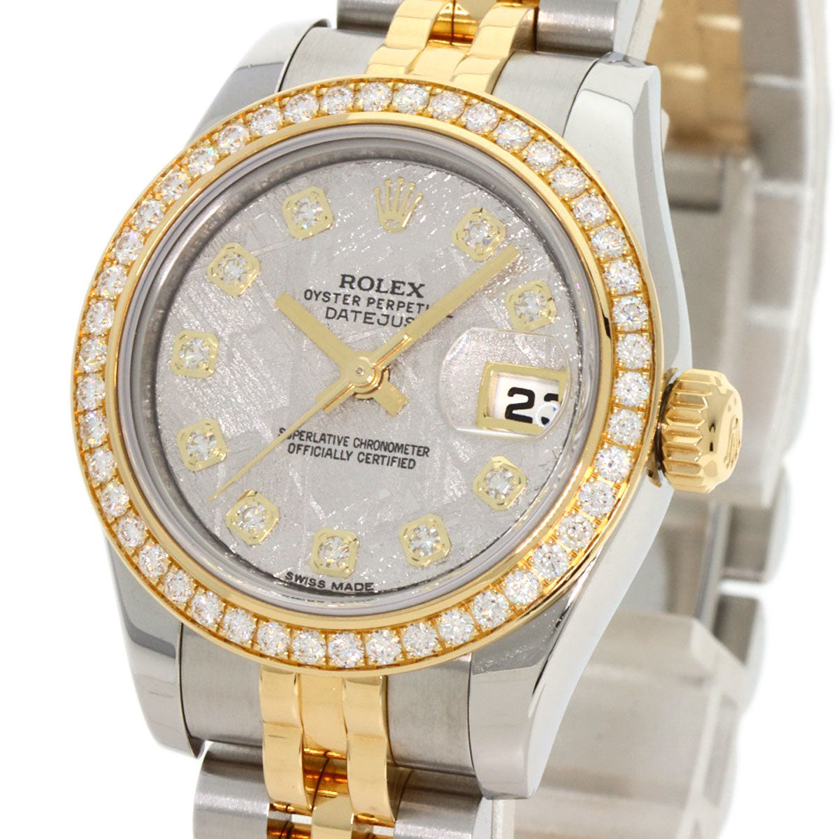 ROLEX ロレックス 179383G デイトジャスト10P ベゼル ダイヤモンド メテオライト 腕時計 K18YG レディース 中古