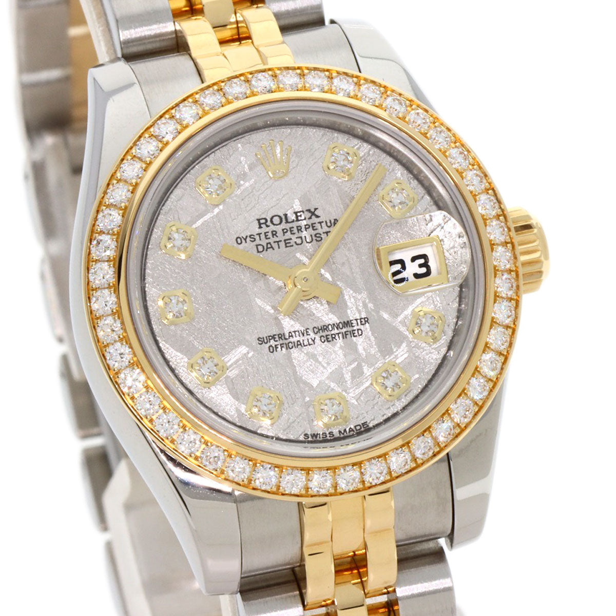 ROLEX ロレックス 179383G デイトジャスト10P ベゼル ダイヤモンド メテオライト 腕時計 K18YG レディース 中古