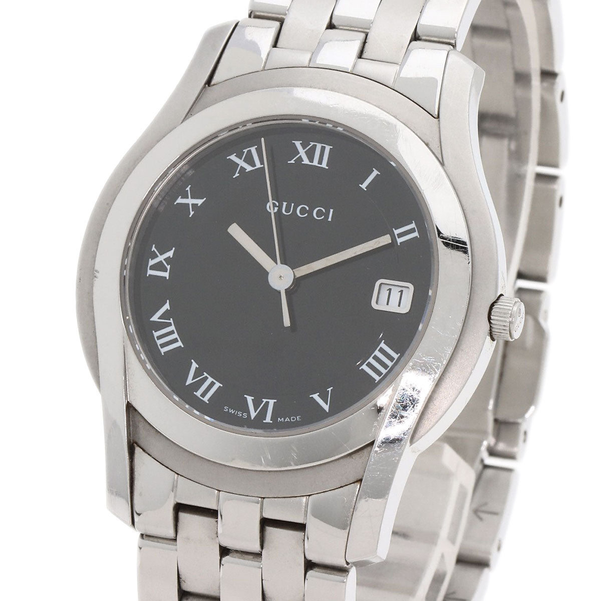 GUCCI グッチ 5500M ラウンドフェイス 腕時計 SS メンズ 中古