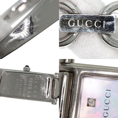 GUCCI グッチ 1500L スクエアフェイス 1P ダイヤモンド 腕時計 SS レディース 中古