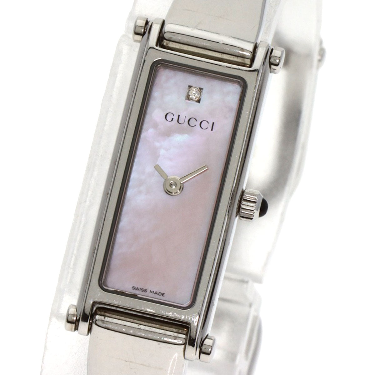 GUCCI グッチ 1500L スクエアフェイス 1P ダイヤモンド 腕時計 SS レディース 中古