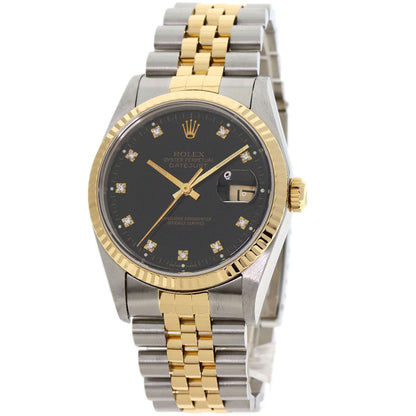 ROLEX ロレックス 16233G デイトジャスト 10P ダイヤモンド 腕時計 SS メンズ 中古