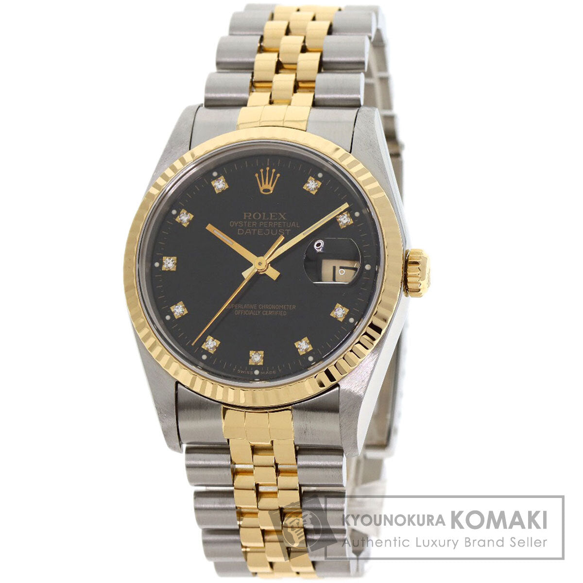 ROLEX ロレックス 16233G デイトジャスト 10P ダイヤモンド 腕時計 SS メンズ 中古