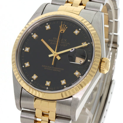 ROLEX ロレックス 16233G デイトジャスト 10P ダイヤモンド 腕時計 SS メンズ 中古