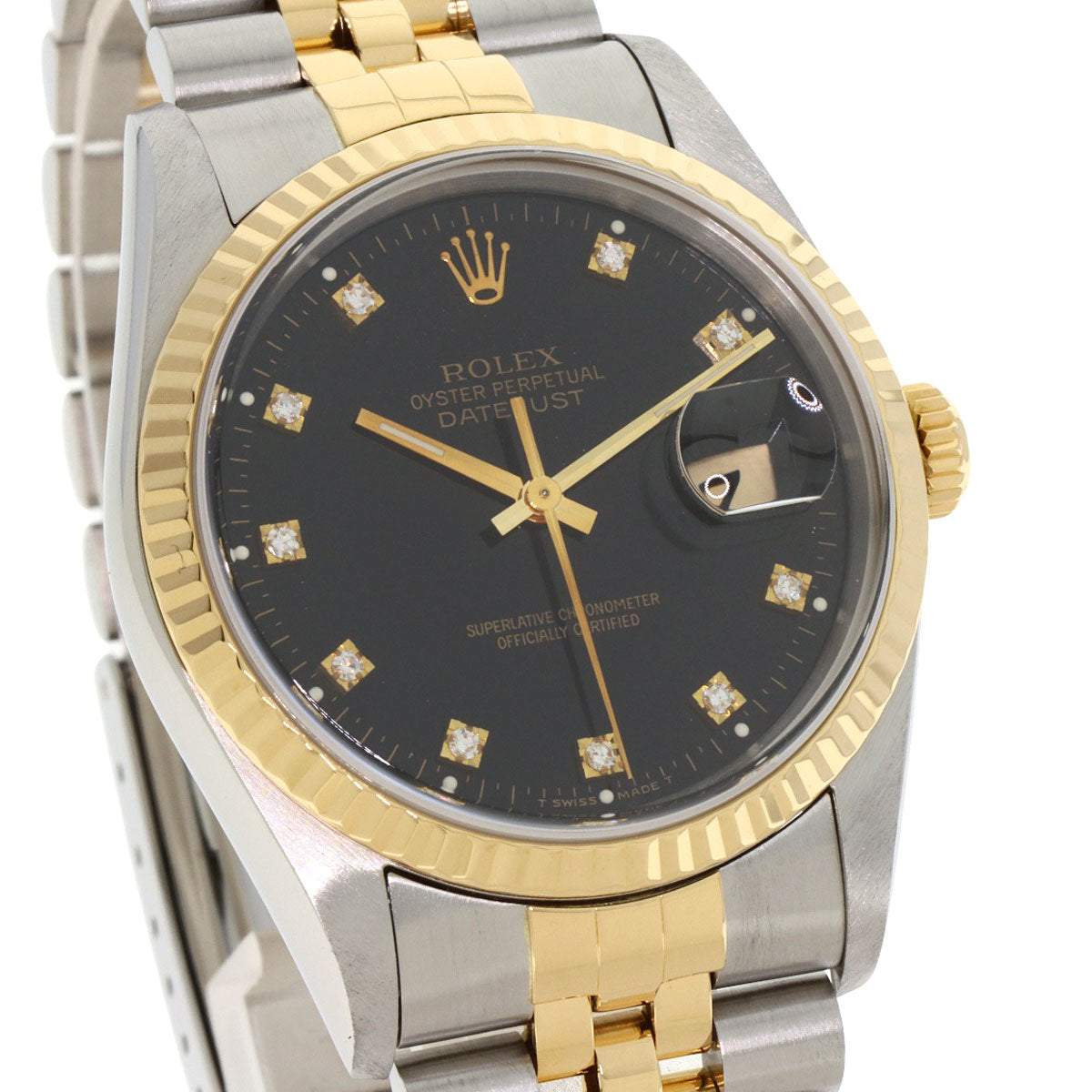 ROLEX ロレックス 16233G デイトジャスト 10P ダイヤモンド 腕時計 SS メンズ 中古