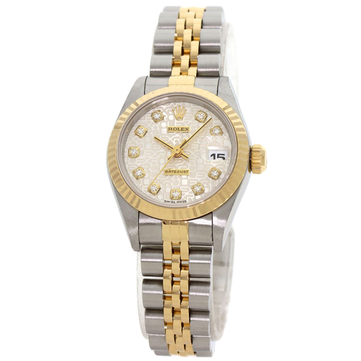 ROLEX ロレックス 69173G デイトジャスト 10P ダイヤモンド 腕時計 SS レディース 中古