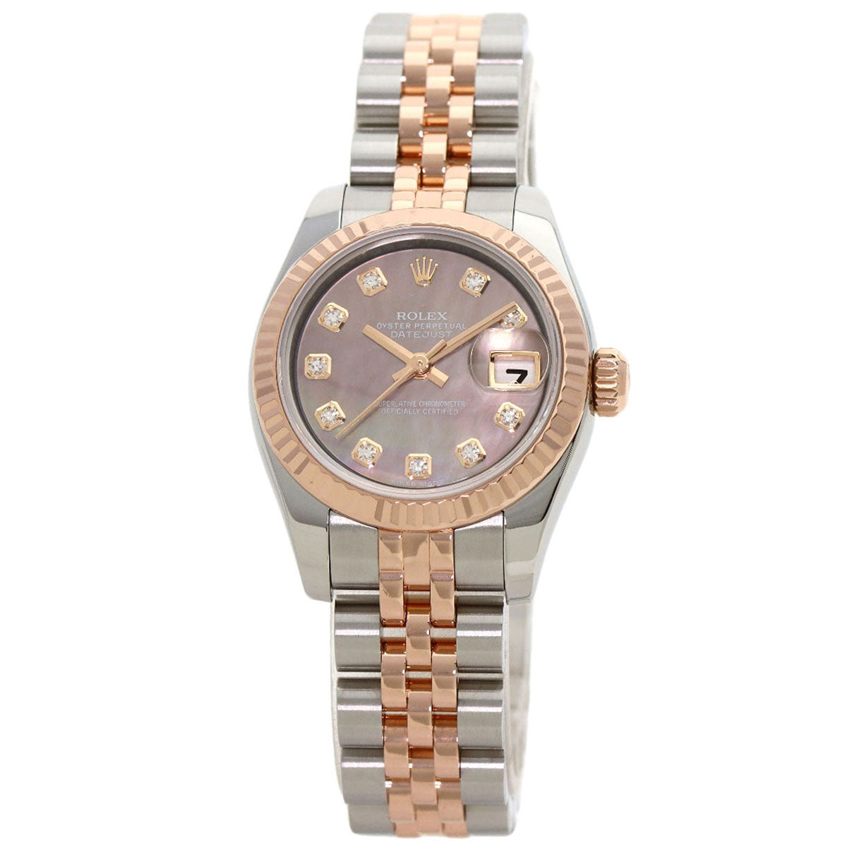 ROLEX ロレックス 179171NG デイトジャスト 10P ダイヤモンド 腕時計 SS レディース 中古