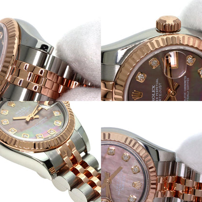 ROLEX ロレックス 179171NG デイトジャスト 10P ダイヤモンド 腕時計 SS レディース 中古
