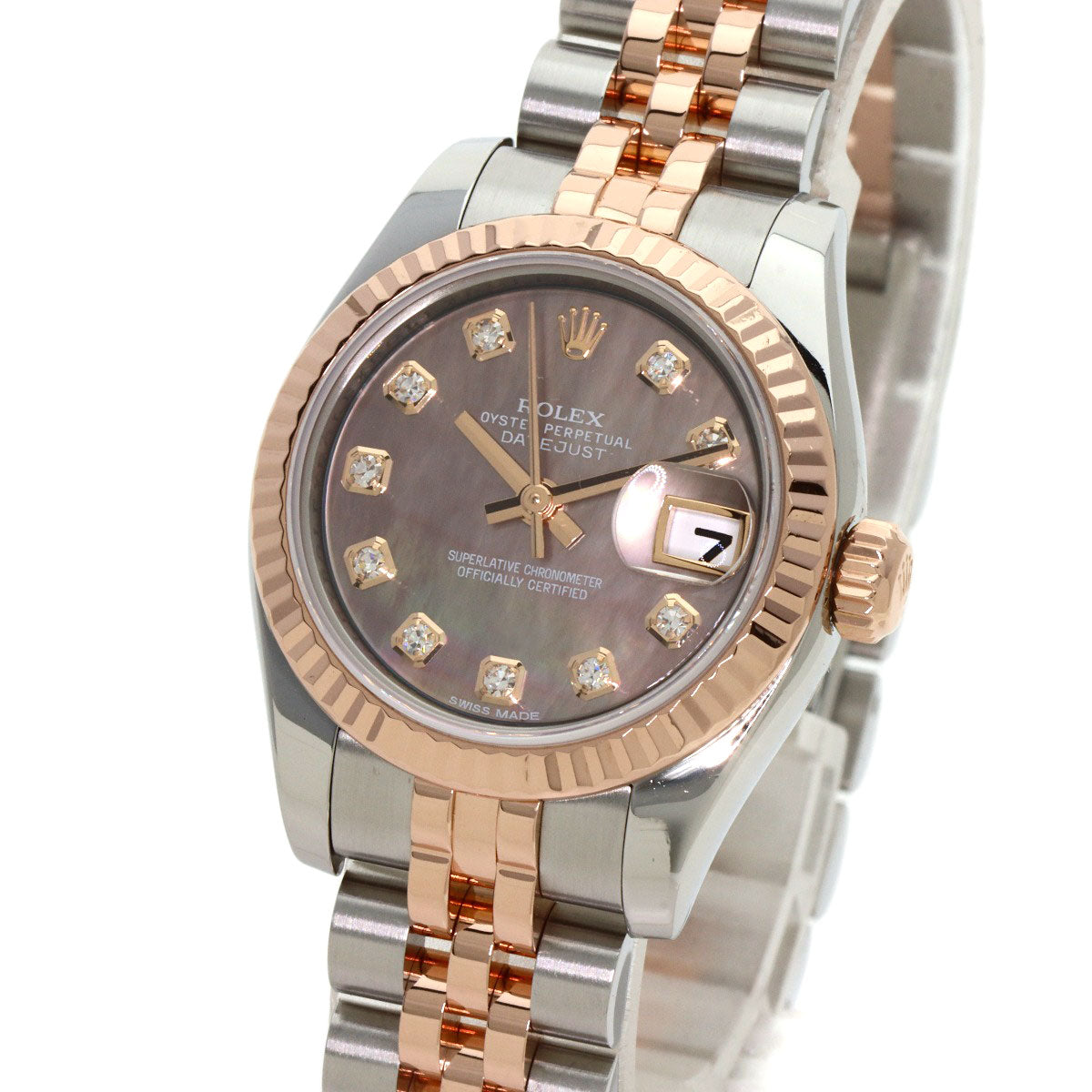ROLEX ロレックス 179171NG デイトジャスト 10P ダイヤモンド 腕時計 SS レディース 中古