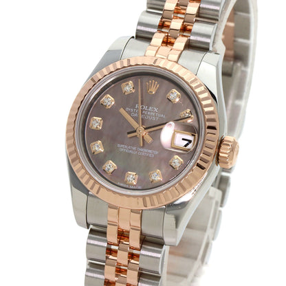 ROLEX ロレックス 179171NG デイトジャスト 10P ダイヤモンド 腕時計 SS レディース 中古
