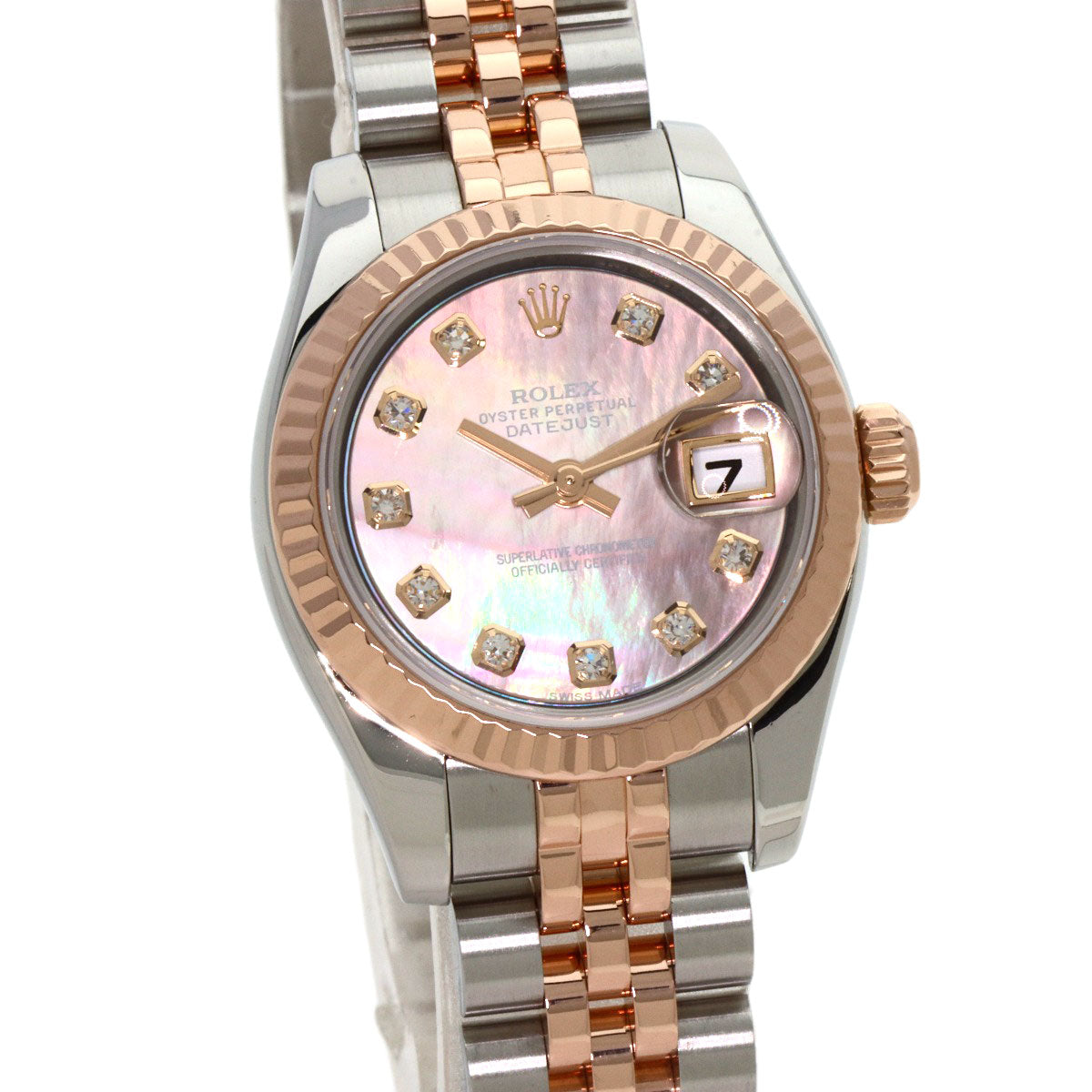ROLEX ロレックス 179171NG デイトジャスト 10P ダイヤモンド 腕時計 SS レディース 中古