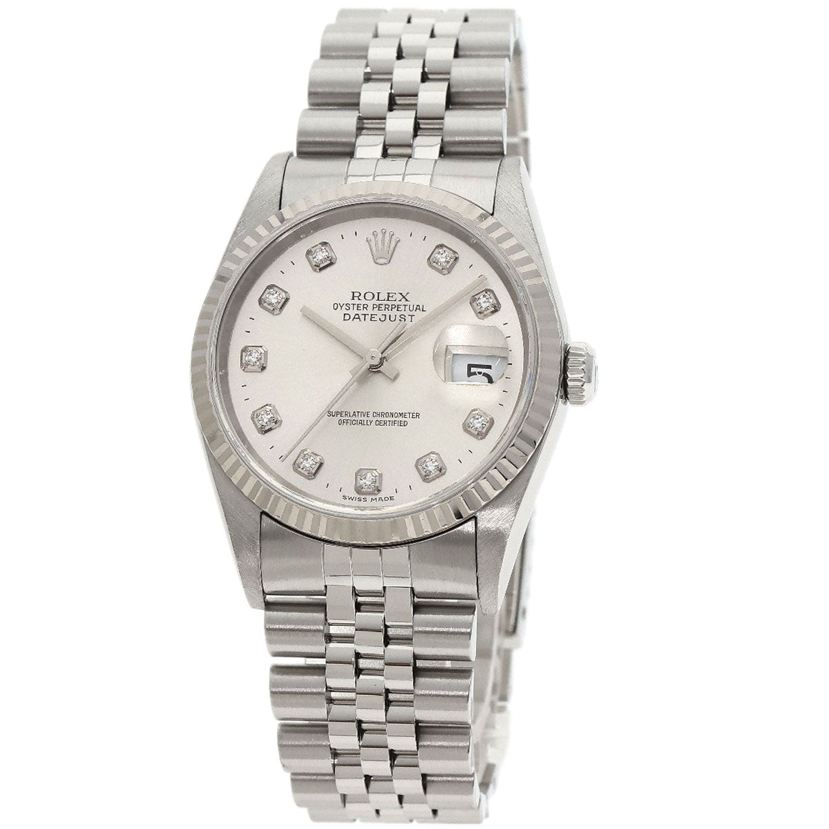ROLEX ロレックス 16234G デイトジャスト 10P ダイヤモンド 腕時計 SS メンズ 中古