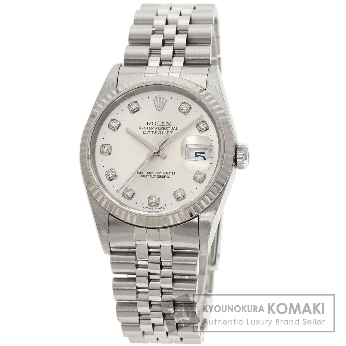 ROLEX ロレックス 16234G デイトジャスト 10P ダイヤモンド 腕時計 SS メンズ 中古
