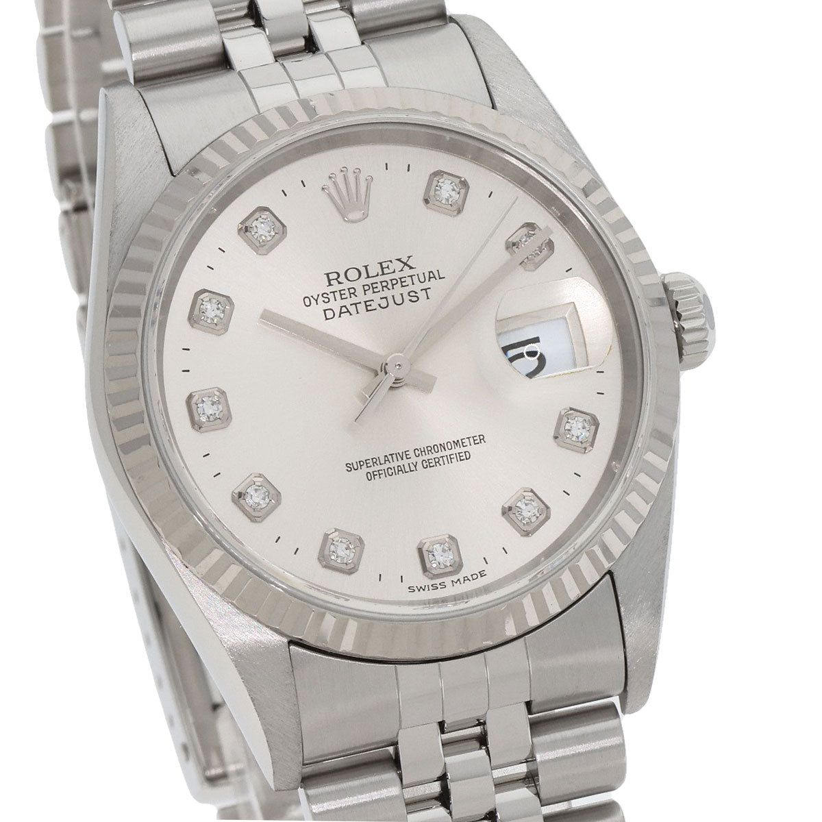 ROLEX ロレックス 16234G デイトジャスト 10P ダイヤモンド 腕時計 SS メンズ 中古