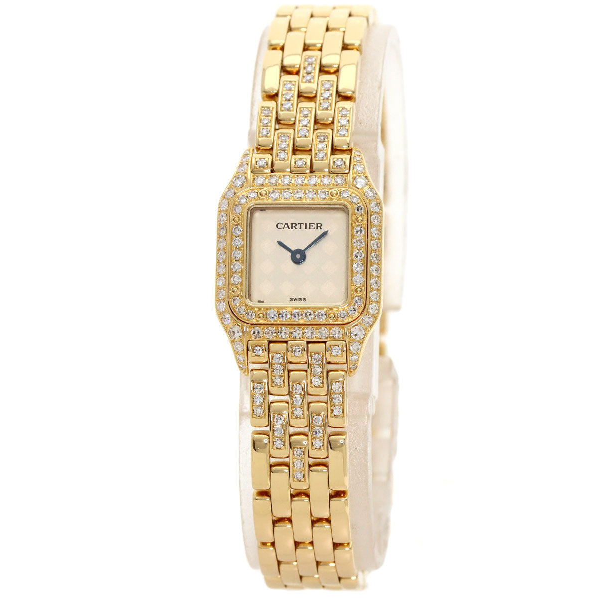 CARTIER カルティエ WF3164FR ミニパンテール 2重ベゼル ダイヤモンド 腕時計 K18YG レディース 中古