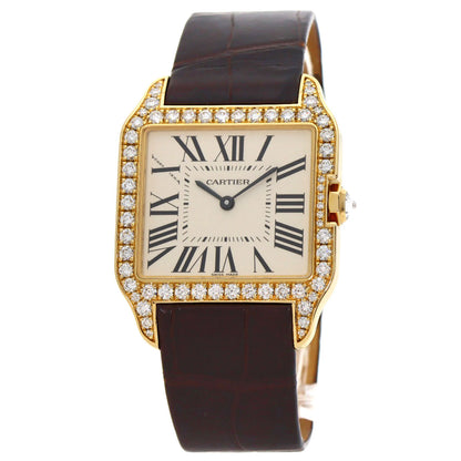 CARTIER カルティエ WH100451 サントスデュモン ダイヤモンドベゼル 腕時計 K18PG メンズ 中古