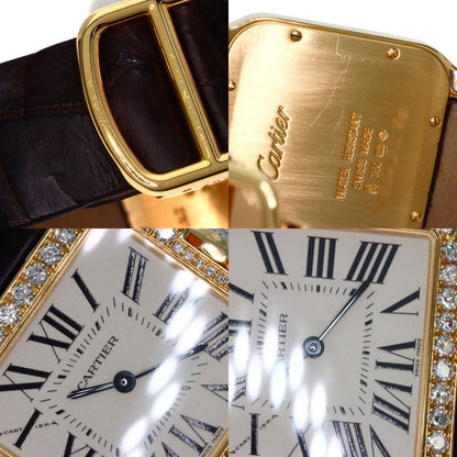 CARTIER カルティエ WH100451 サントスデュモン ダイヤモンドベゼル 腕時計 K18PG メンズ 中古