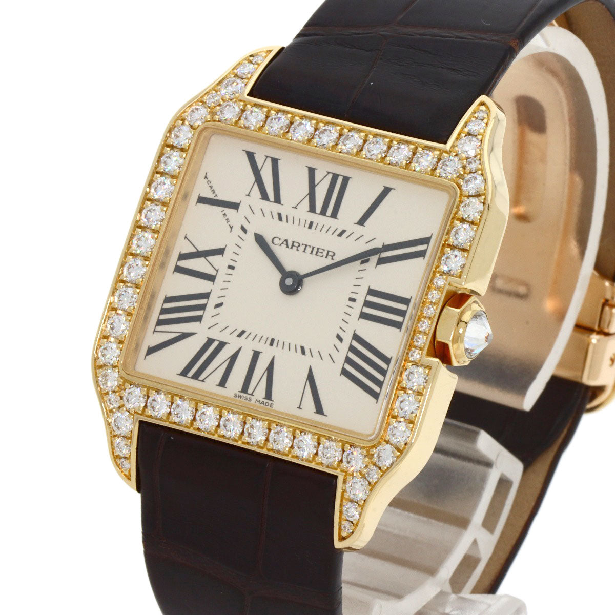 CARTIER カルティエ WH100451 サントスデュモン ダイヤモンドベゼル 腕時計 K18PG メンズ 中古
