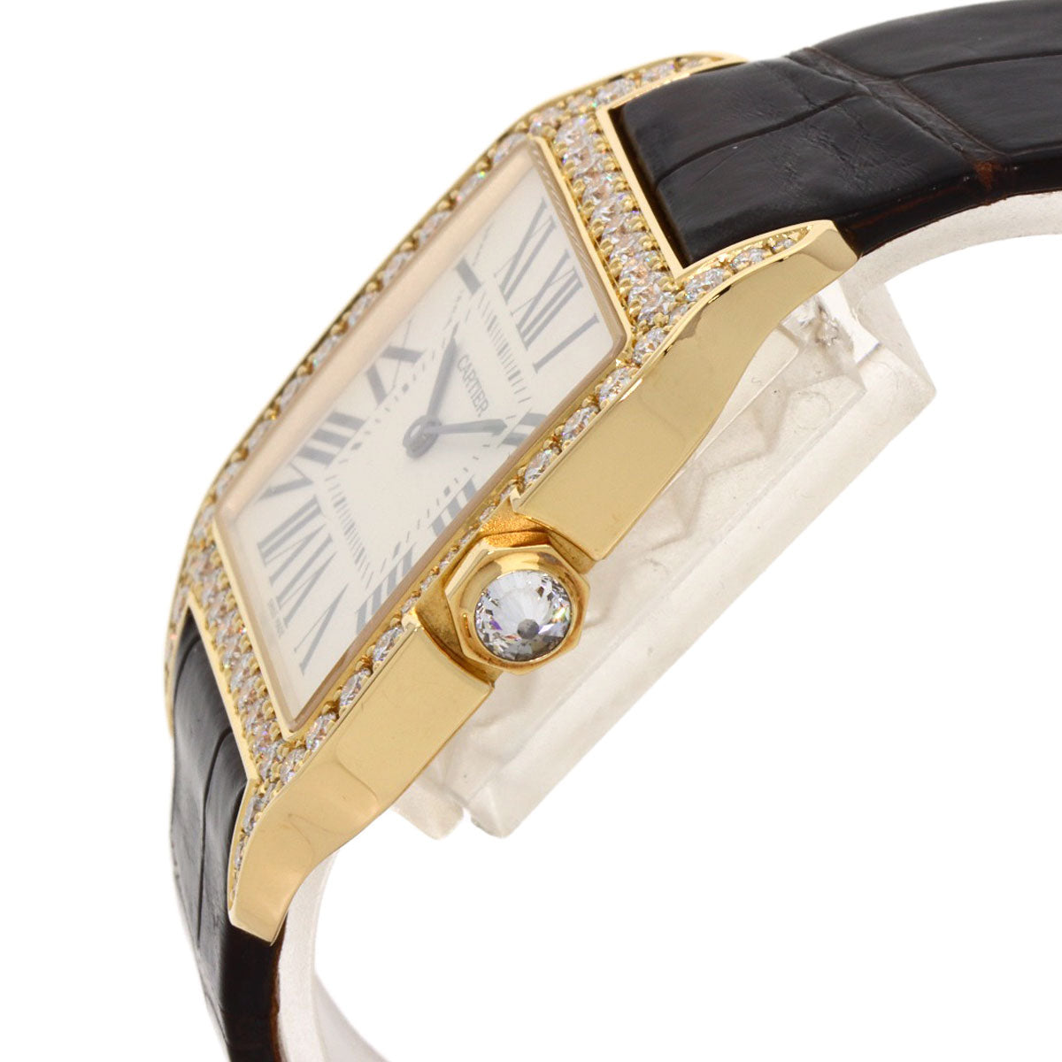 CARTIER カルティエ WH100451 サントスデュモン ダイヤモンドベゼル 腕時計 K18PG メンズ 中古