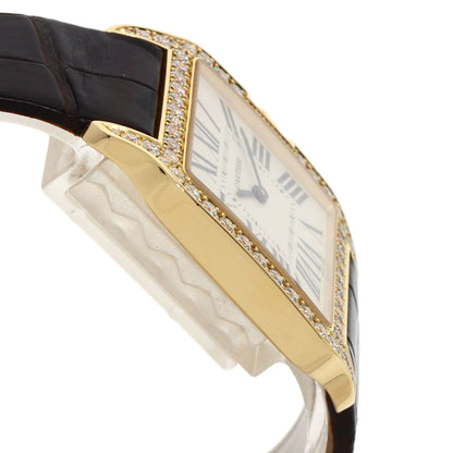 CARTIER カルティエ WH100451 サントスデュモン ダイヤモンドベゼル 腕時計 K18PG メンズ 中古