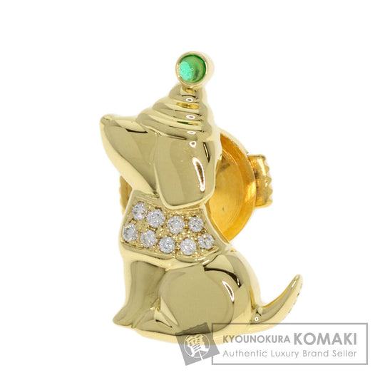 Gimel ギメル ドッグモチーフ ダイヤモンド エメラルド ピンブローチ ブローチ K18YG レディース 中古