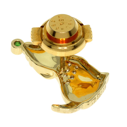 Gimel ギメル ドッグモチーフ ダイヤモンド エメラルド ピンブローチ ブローチ K18YG レディース 中古