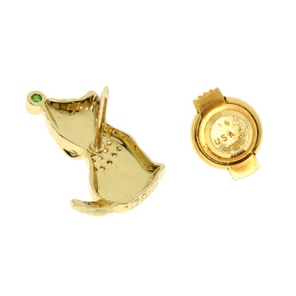 Gimel ギメル ドッグモチーフ ダイヤモンド エメラルド ピンブローチ ブローチ K18YG レディース 中古