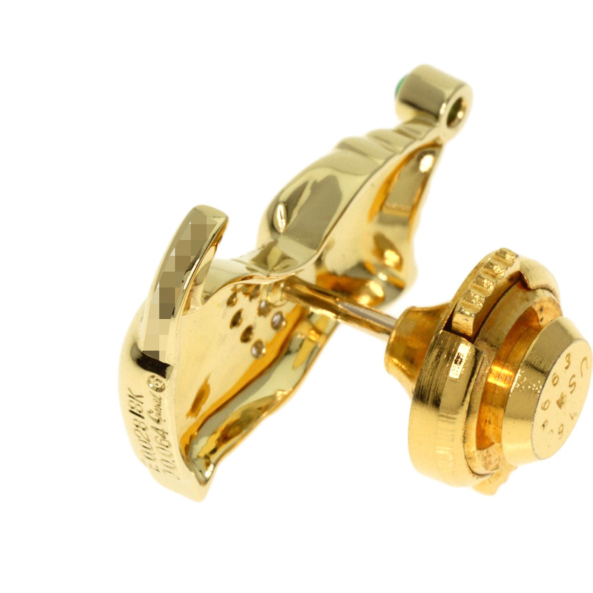 Gimel ギメル ドッグモチーフ ダイヤモンド エメラルド ピンブローチ ブローチ K18YG レディース 中古