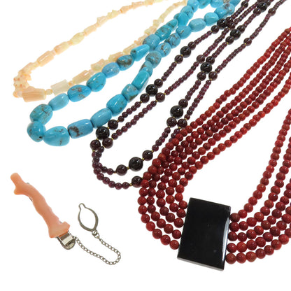 SELECT JEWELRY セレクトジュエリー ターコイズ 珊瑚 サンゴ 5点セット ネックレス 金属製 レディース 中古