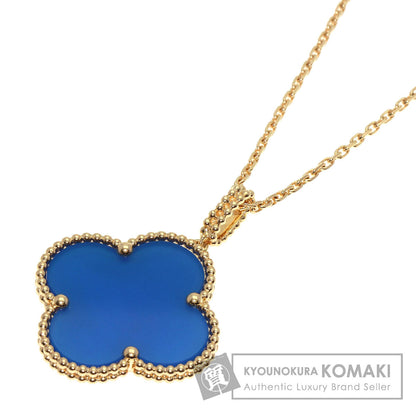 Van Cleef & Arpels ヴァンクリーフ＆アーペル マジック アルハンブラ ブルーアゲート ネックレス K18YG レディース 中古