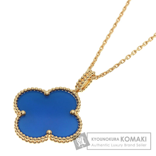 Van Cleef & Arpels ヴァンクリーフ＆アーペル マジック アルハンブラ ブルーアゲート ネックレス K18YG レディース 中古