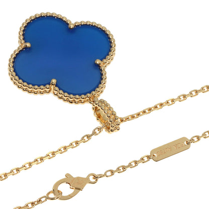 Van Cleef & Arpels ヴァンクリーフ＆アーペル マジック アルハンブラ ブルーアゲート ネックレス K18YG レディース 中古